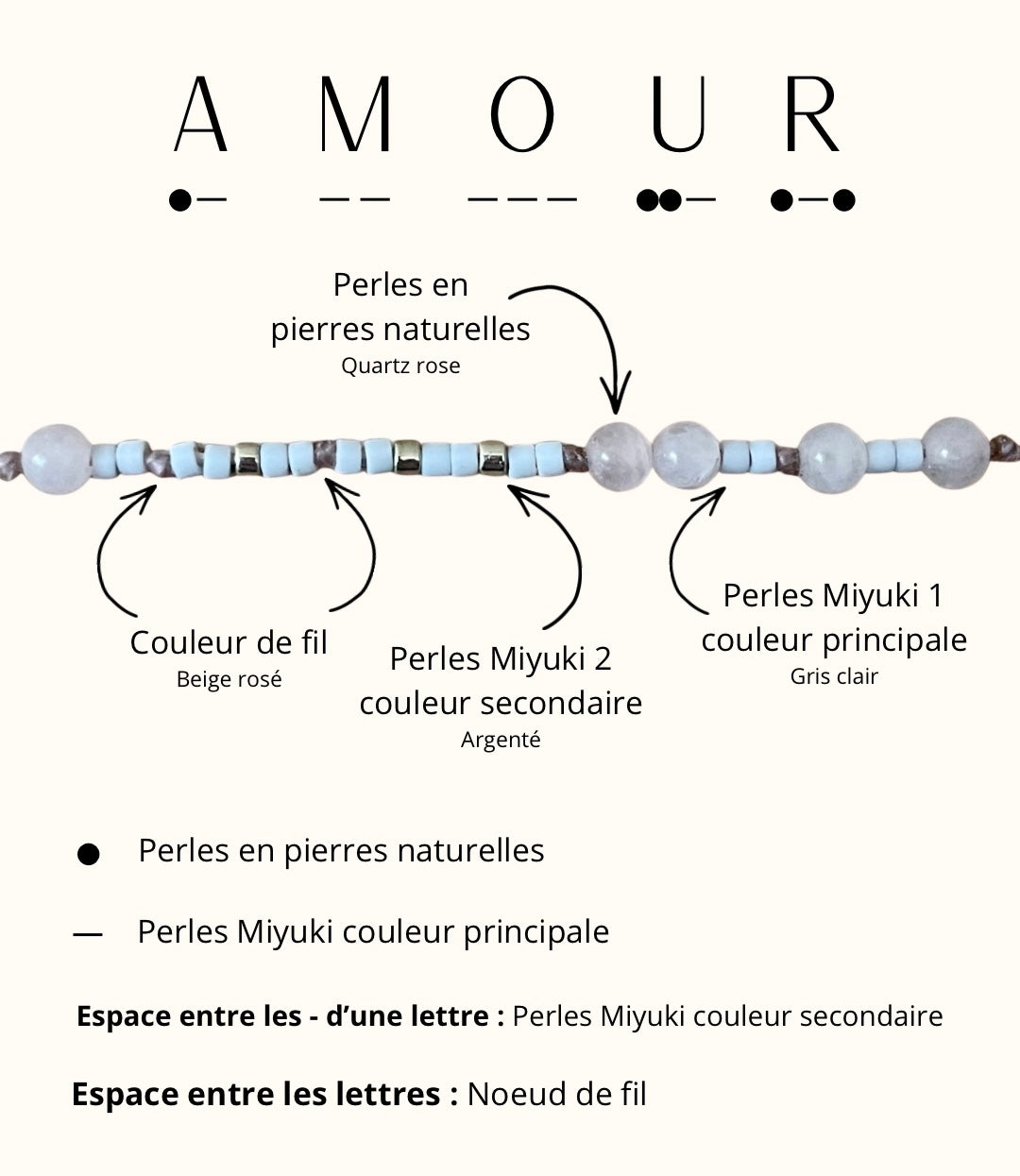 Bracelet « Amour » - Message codé en morse 💌