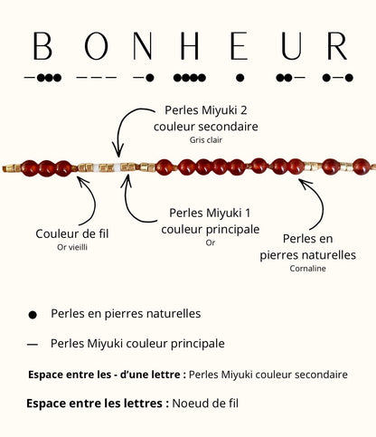 Bracelet « Bonheur » - Message codé en morse 💌