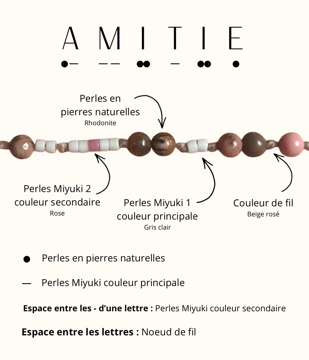Bracelet « Amitié » - Message codé en morse 💌
